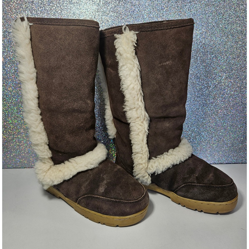 Bearpaw Koda Suede Sheepskin Sherpa‎ Fur Trim Sheepskin Winter Boots Womens 6